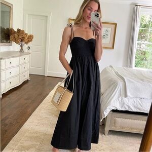 STAUD Landry Smocked Maxi Dress in Black